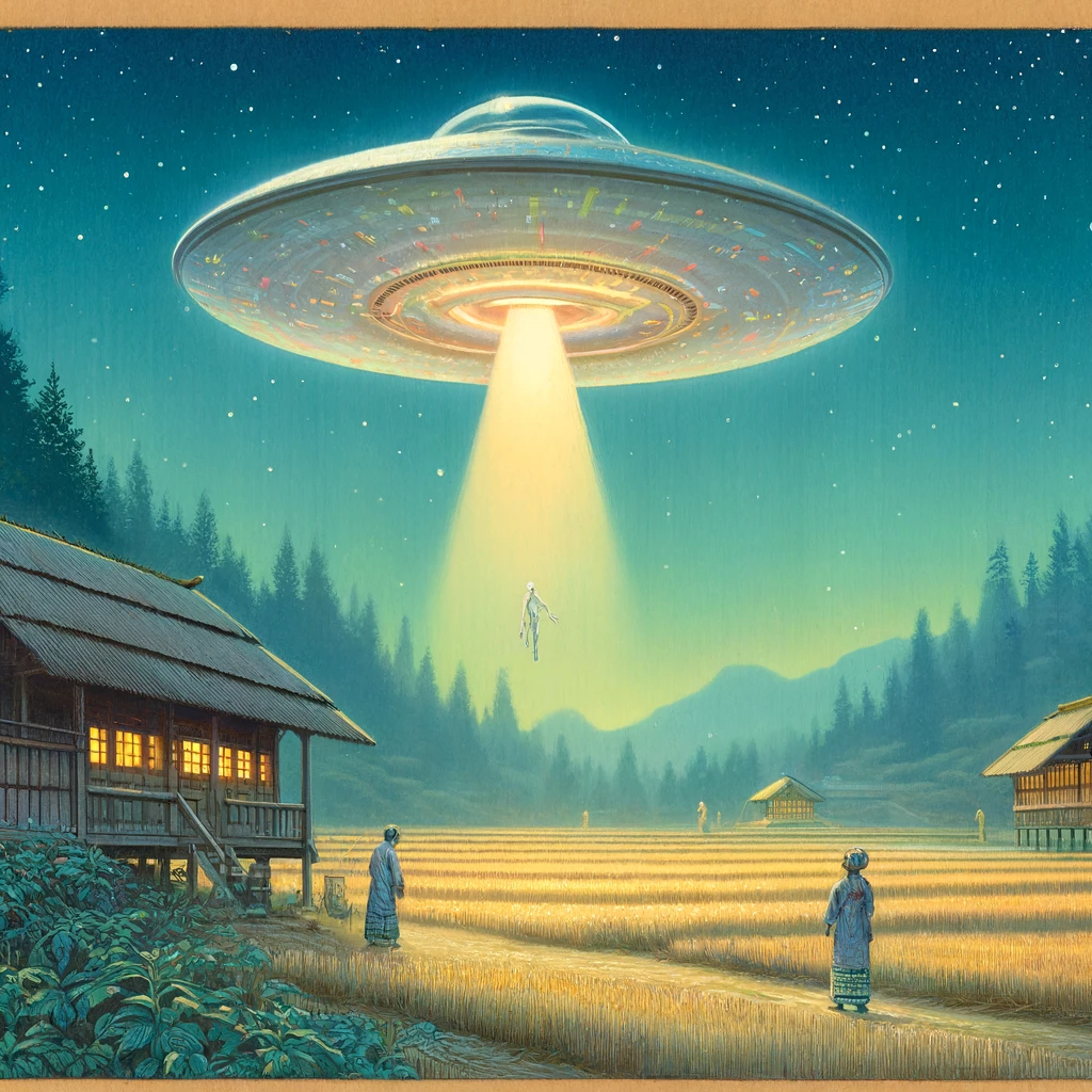 UFO와 외계 생명체를 만나는 꿈 사진