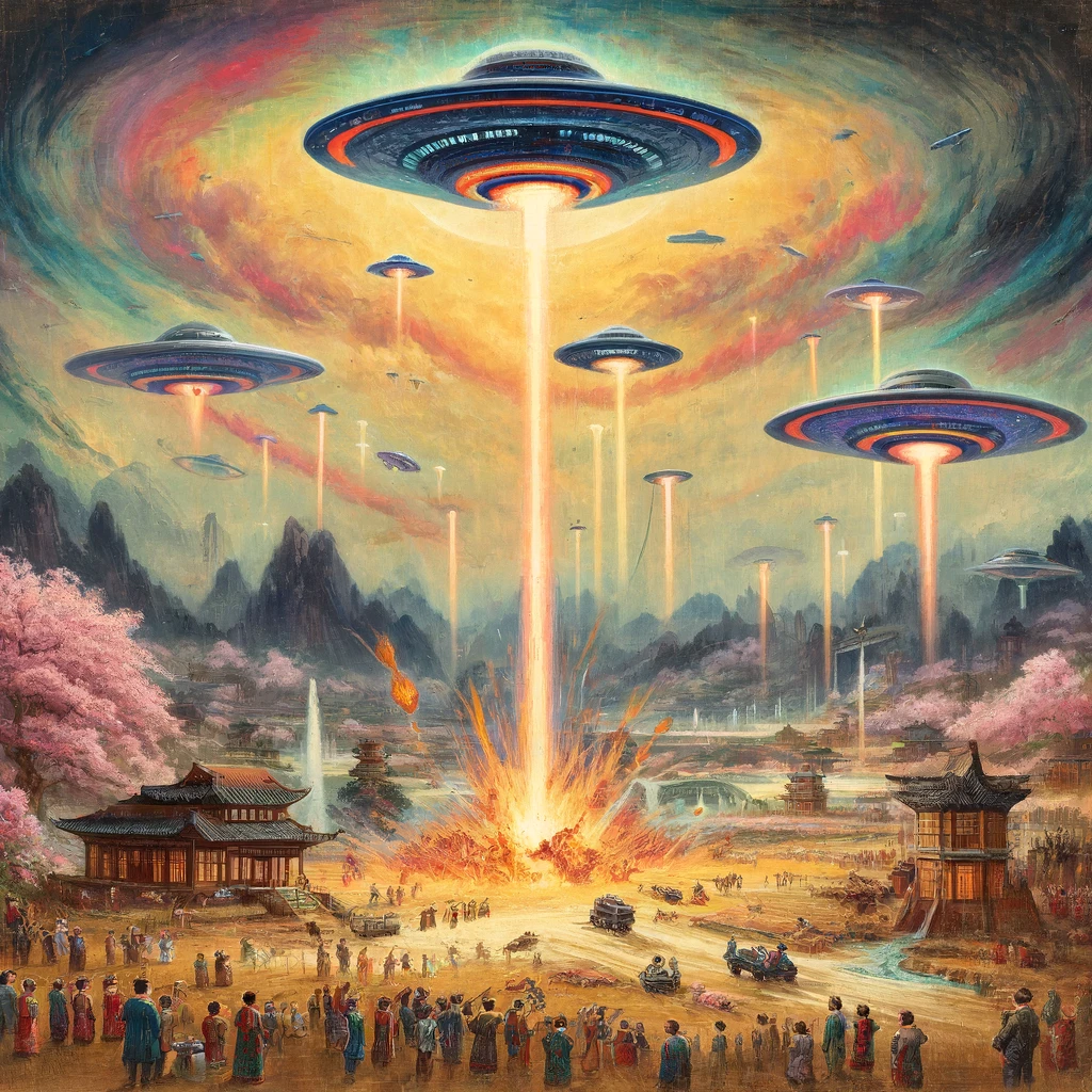 UFO가 하늘에서 싸우는 꿈 사진