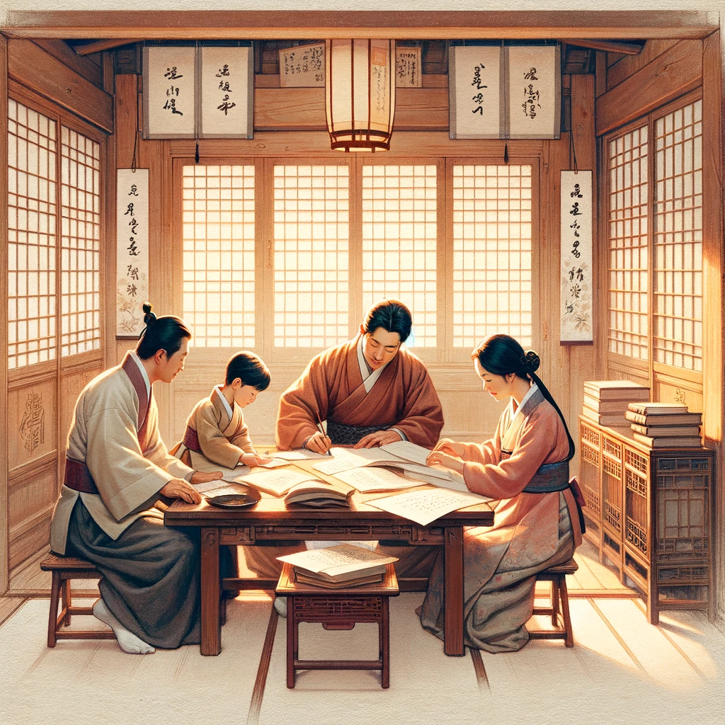 가족과 함께 공부하는 꿈 사진