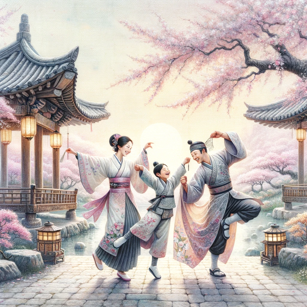 가족이 함께 춤추는 꿈 사진
